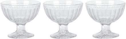 Excellent Houseware IJcoupes/ijs serveer schaaltjes - set 3x stuks - bewerkt glas - 200 ml