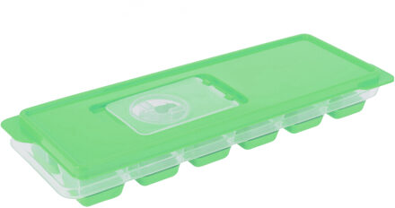 Excellent Houseware ijsklontjes tray - ijsblokjes vormpjes - 12 vakjes - kunststof - groen