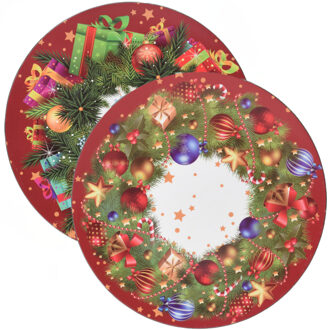 Excellent Houseware Kaarsenbord/onderbord (1x st)- kerst thema - kunststof - D33 cm - rood
