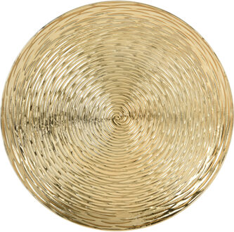 Excellent Houseware Kaarsenbord/onderbord - goud - kunststof - D33 cm - golf motief