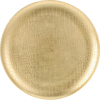 Excellent Houseware Kaarsenbord/onderbord - goud - kunststof - D33 cm - krokodillen motief