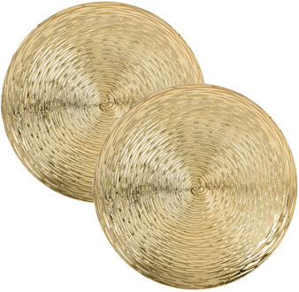 Excellent Houseware Kerstdiner/diner onderborden - 12x - goud - kunststof - D33 cm - golf motief