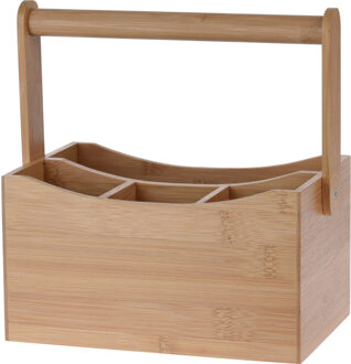 Excellent Houseware Keuken gerei rekje/aanrecht spullen organizer - 20 x 14 x 24 cm - hout - met hengsel