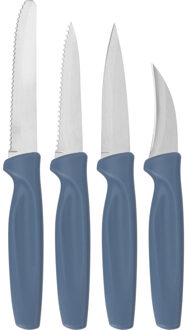 Excellent Houseware keuken messen set - blauw - 4 delig - rvs en kunststof - keukengerei