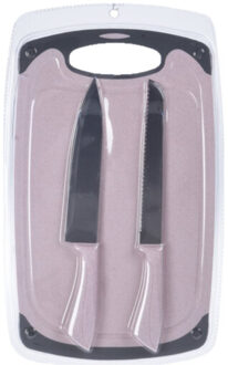 Excellent Houseware Keuken messen set - met snijplank - roze - koken - kunststof en metaal
