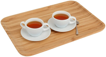 Excellent Houseware Keuken serveer dienblad bamboe hout - 33 x 23 cm - lichtbruin