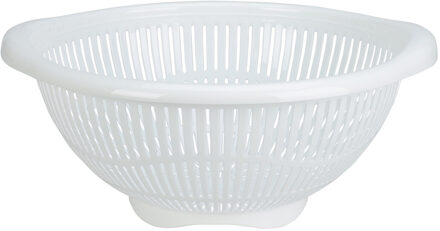 Excellent Houseware Keuken vergiet/zeef - wit - kunststof - 30 x 31 x 14 cm
