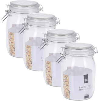 Excellent Houseware keuken voedsel opslagpotten - 4x - 1000 ML - met beugel sluiting - glas