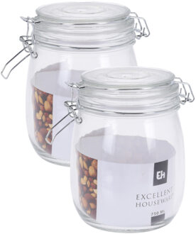 Excellent Houseware keuken voedsel opslagpotten - 4x stuks - 750 ML - met beugel sluiting - glas