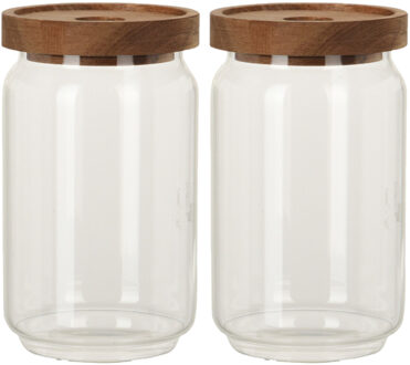 Excellent Houseware keuken voorraadpot - Set van 4x stuks - glas - voorraadbus - 700 ml - deksel van