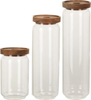 Excellent Houseware Keuken voorraadpotten set van 6x stuks in 1500/1300/700 ml van glas - Voorraadpot Transparant