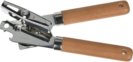 Excellent Houseware Keukengerei blikopener RVS steel - en houten handvat - 18 cm - Beechwood