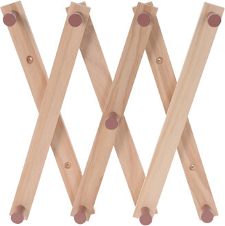 Excellent Houseware Kinderkamer kapstok verstelbaar - 9 haakjes hout - 60x12cm