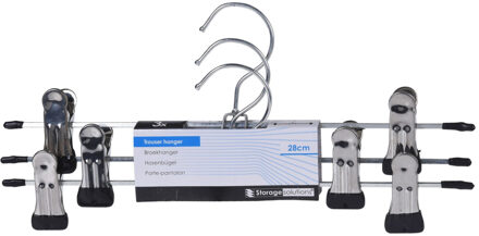 Excellent Houseware Kledinghangers - 9x - zilver?- voor broeken - 28,5 cm - kleerhanger