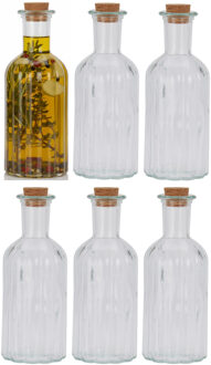 Excellent Houseware kleine flesjes - 12x stuks - glas - transparant - 500 ml - met dop van kurk - fl