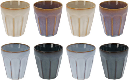 Excellent Houseware Kleine luxe gekleurde porseleinen lungo koffiekopjes - set 12x stuks - 250 ml