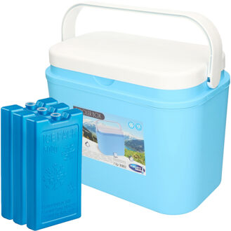Excellent Houseware koelbox kunststof blauw 10 liter met 4x koelelementen