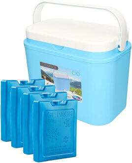 Excellent Houseware koelbox kunststof blauw 10 liter met 4x koelelementen