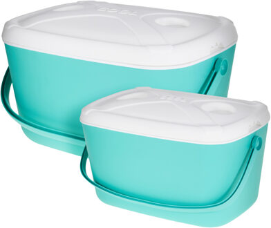 Excellent Houseware Koelboxen set - groen - 15 en 30 liter - 2 stuks - koelboxen