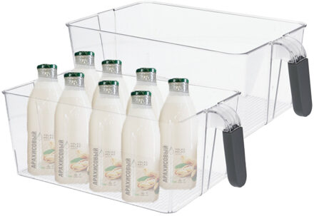 Excellent Houseware Koelkast/keuken organizer bak - 2x - transparant - kunststof - L31 x B18 x H11 cm - groente lade