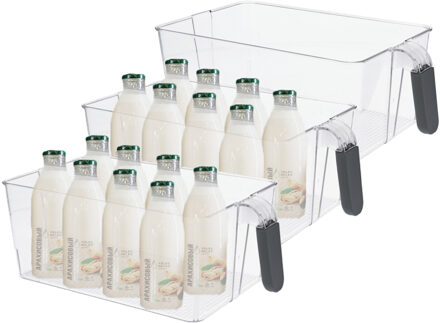 Excellent Houseware Koelkast/keuken organizer bak - 3x - transparant - kunststof - L31 x B18 x H11 cm - groente lade