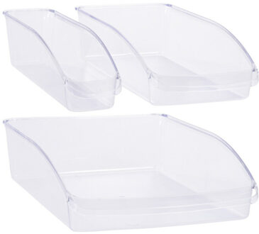 Excellent Houseware Koelkast/keuken organizer bakken set 3x stuks - transparant - kunststof - groente lades