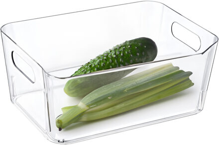 Excellent Houseware Koelkast/keuken organizer mand/bak - transparant - kunststof - L23 x B16 x H9 cm - groente lade