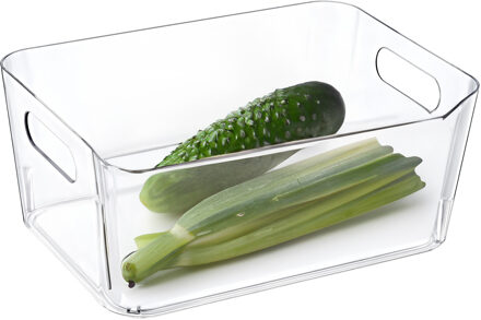 Excellent Houseware Koelkast/keuken organizer mand/bak - transparant - kunststof - L30 x B21 x H13 cm - groente lade