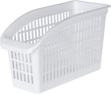 Excellent Houseware Koelkast/keuken organizer open mand - wit - kunststof - L29 x B13 x H17 cm - Keukenkastorganizer