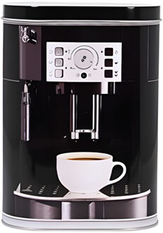 Excellent Houseware Koffie bewaarblik / bus - zwart - koffiemachine print - 1800 ml