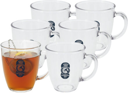 Excellent Houseware Koffie/thee glas - 12x - onbreekbaar kunststof - 380 ml - herbruikbaar