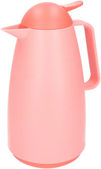 Excellent Houseware Koffiekan thermoskan - 1L - dubbelwandig - kunststof - roze - D14 x H26 cm
