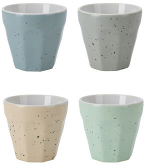 Excellent Houseware Koffiekopjes bekerset - 8x stuks - porselein - 90 ml - gekleurd