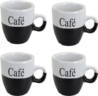 Excellent Houseware Koffiemok - set 6x stuks - zwart - keramiek - 150 ml - Bekers