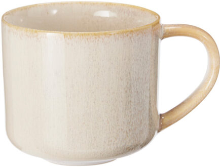 Excellent Houseware Koffiemok/theemok Rustic - set van 4x - beige - 330 ml - mokken - keramiek