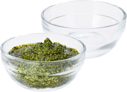 Excellent Houseware Kommetje/schaaltje - 6x - sausjes/amuses - glas - stapelbaar - 80 ml - 7 x 3 cm