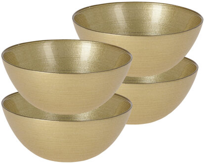 Excellent Houseware Kommetjes/serveer schaaltjes - 4x - Athene - glas - D15 x H6 cm - goud - Stapelbaar