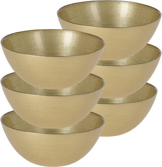 Excellent Houseware Kommetjes/serveer schaaltjes - 6x - Athene - glas - D15 x H6 cm - goud - Stapelbaar