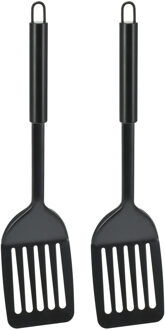 Excellent Houseware Kook/keuken gerei - 2x - bak spatel - zwart - RVS - 33 cm