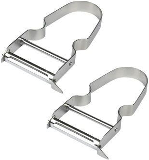 Excellent Houseware Kook/keuken gerei - 2x - schilmes/dunschiller - zilver - RVS - 11 x 6.5 cm