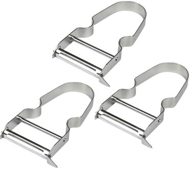 Excellent Houseware Kook/keuken gerei - 3x - schilmes/dunschiller - zilver - RVS - 11 x 6.5 cm