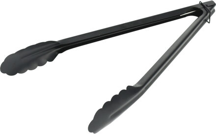 Excellent Houseware Kook/keuken gerei - vleestang/keukentang - zwart - RVS - 34 cm - Soeplepels