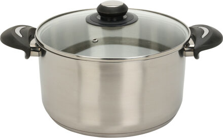 Excellent Houseware Kookpan klein model met glazen deksel - RVS - 5.4 liter - D24 x H13.5 cm
