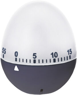 Excellent Houseware Kookwekker/eierwekker in ei vorm - kunststof - 7 cm - Wit/grijs