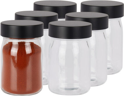Excellent Houseware Kruidenpotjes - 12x stuks - 250 ml - glas - met rvs deksel - luchtdicht