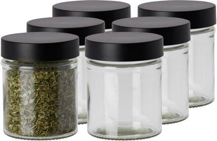 Excellent Houseware Kruidenpotjes - 12x stuks - 300 ml - glas - met rvs deksel - luchtdicht