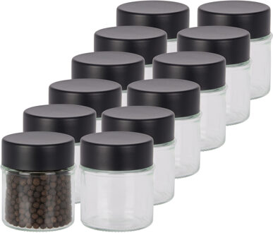 Excellent Houseware Kruidenpotjes - 24x stuks - 50 ml - glas - met rvs deksel - luchtdicht