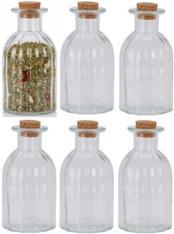 Excellent Houseware Kruidenpotjes / kleine voorraadpotjes - 12x stuks - glas - transparant - 280 ml - Weckpotten