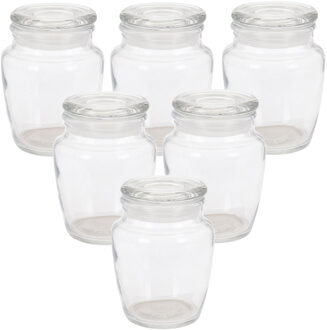 Excellent Houseware Kruidenpotjes/voorraadpotjes - 6x stuks - glas - transparant - 150 ml - Voorraadpot