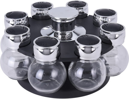 Excellent Houseware Kruidenrek met 8 strooipotjes - kunststof - glas - D6 x H8 cm